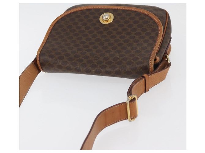 16 Céline Borsa a Spalla in Tela Macadam CELINE in Pelle PVC Marrone Oro Auth ka3857 D'oro - vista 6