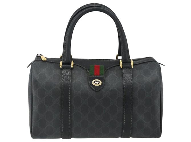 Borsa Boston in PVC nero e oro della linea Sherry GG Supreme di GUCCI 40 02 006 Auth 176475 D'oro - vista 13