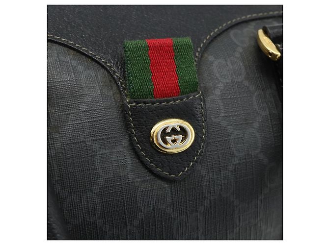 Borsa Boston in PVC nero e oro della linea Sherry GG Supreme di GUCCI 40 02 006 Auth 176475 D'oro - vista 17
