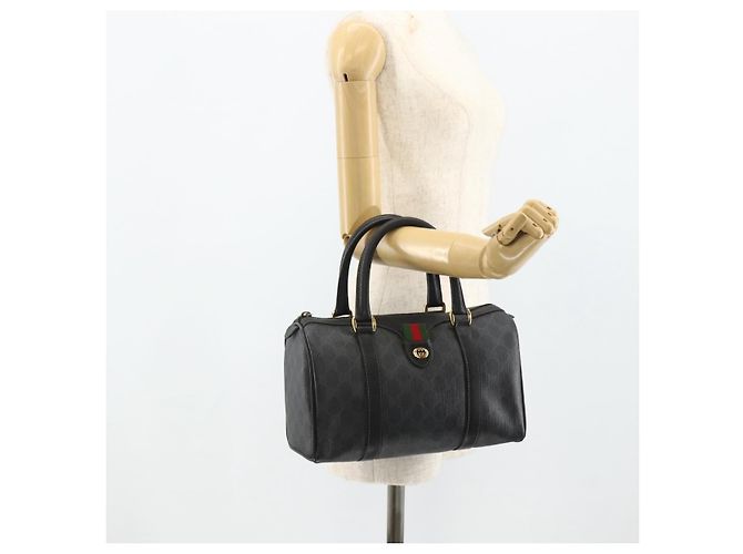 Borsa Boston in PVC nero e oro della linea Sherry GG Supreme di GUCCI 40 02 006 Auth 176475 D'oro - vista 23