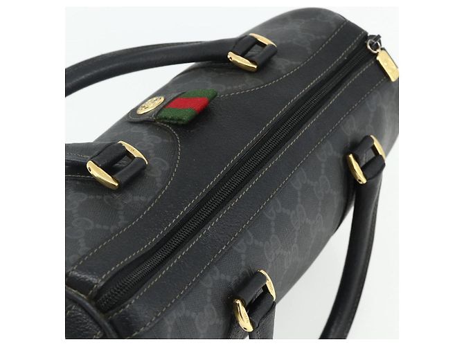 Borsa Boston in PVC nero e oro della linea Sherry GG Supreme di GUCCI 40 02 006 Auth 176475 D'oro - vista 6