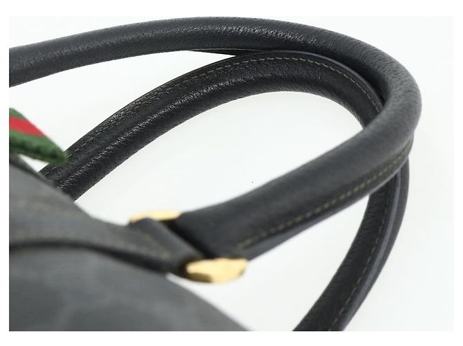 Borsa Boston in PVC nero e oro della linea Sherry GG Supreme di GUCCI 40 02 006 Auth 176475 D'oro - vista 8