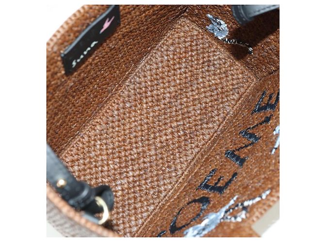 Borsa LOEWE Font Tote Small Suna Fujita Collaboration in rafia 2 in 1 Auth YKZ1552SAM Marrone Argento - vista 10