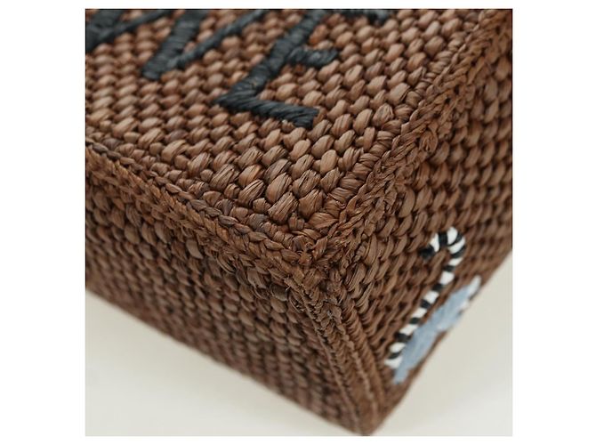 Borsa LOEWE Font Tote Small Suna Fujita Collaboration in rafia 2 in 1 Auth YKZ1552SAM Marrone Argento - vista 16