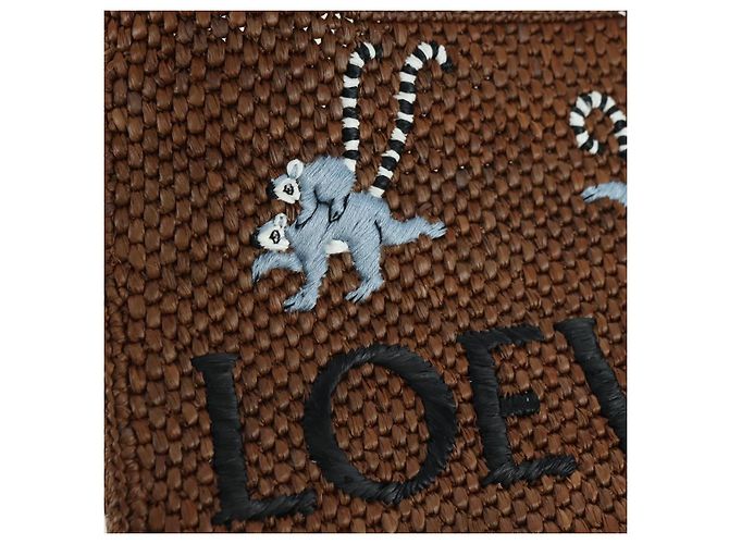 Borsa LOEWE Font Tote Small Suna Fujita Collaboration in rafia 2 in 1 Auth YKZ1552SAM Marrone Argento - vista 19