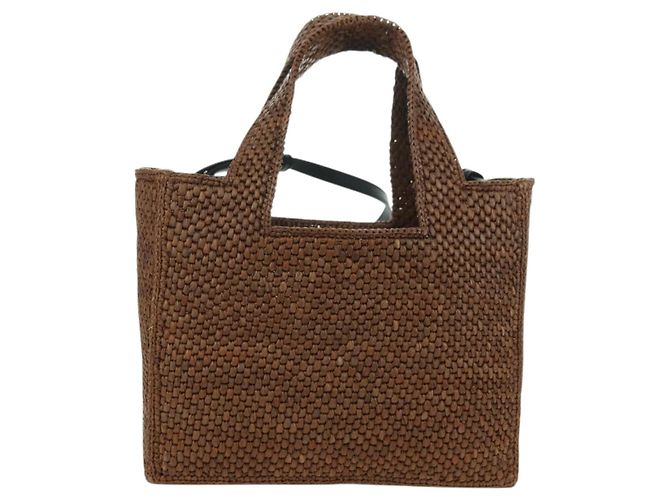 Borsa LOEWE Font Tote Small Suna Fujita Collaboration in rafia 2 in 1 Auth YKZ1552SAM Marrone Argento - vista 2