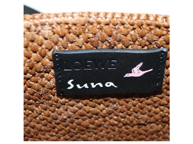 Borsa LOEWE Font Tote Small Suna Fujita Collaboration in rafia 2 in 1 Auth YKZ1552SAM Marrone Argento - vista 21