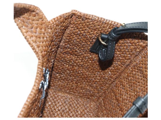 Borsa LOEWE Font Tote Small Suna Fujita Collaboration in rafia 2 in 1 Auth YKZ1552SAM Marrone Argento - vista 23