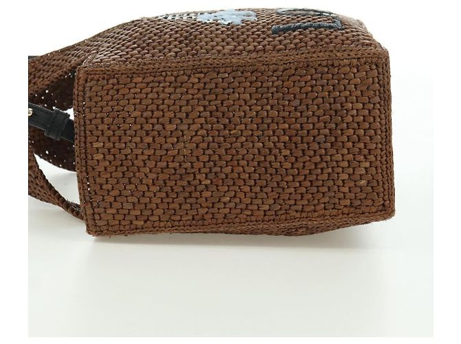Borsa LOEWE Font Tote Small Suna Fujita Collaboration in rafia 2 in 1 Auth YKZ1552SAM Marrone Argento - vista 3