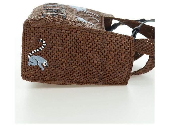 Borsa LOEWE Font Tote Small Suna Fujita Collaboration in rafia 2 in 1 Auth YKZ1552SAM Marrone Argento - vista 4