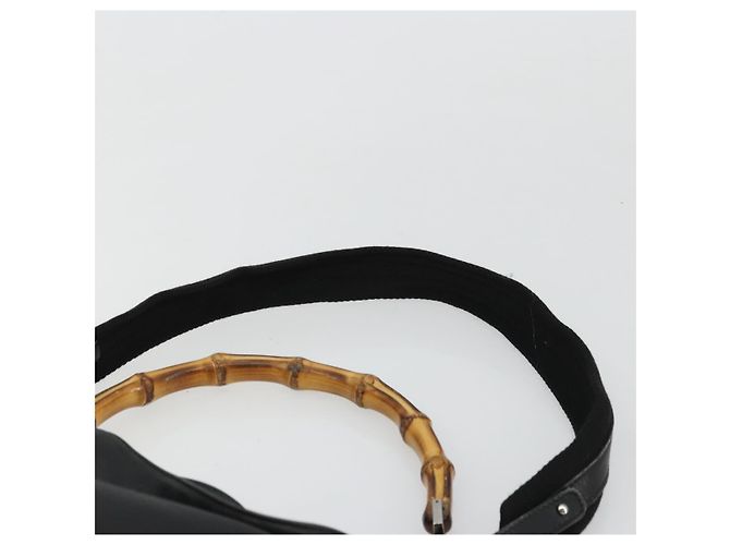 Gucci Bamboo Schultertasche Leder 2way Schwarz Silber Auth ka3910 - Ansicht 14