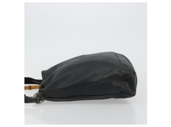 Gucci Bamboo Schultertasche Leder 2way Schwarz Silber Auth ka3910 - Ansicht 4