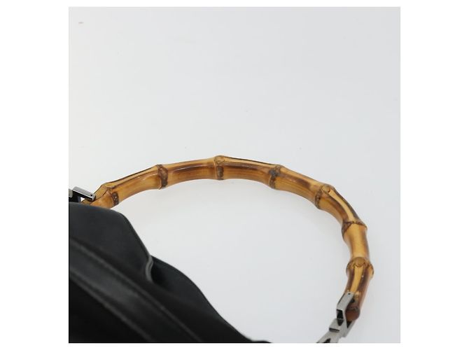 Gucci Bamboo Schultertasche Leder 2way Schwarz Silber Auth ka3910 - Ansicht 8