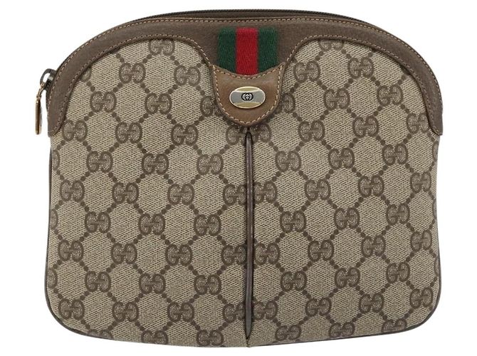 Borsa Sherry Line GG Supreme Web di GUCCI in PVC beige e oro 904 02 047 Auth 175286 D'oro - vista 13