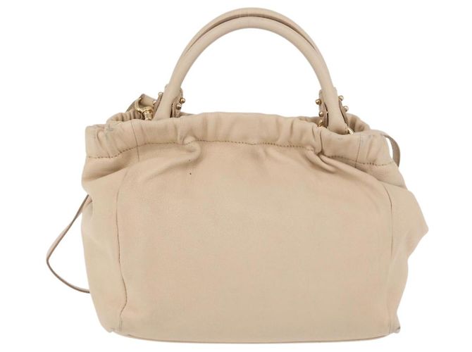 Borsa a mano Vala in pelle 2 in 1 avorio e oro Auth BA12126A di Salvatore Ferragamo - vista 2