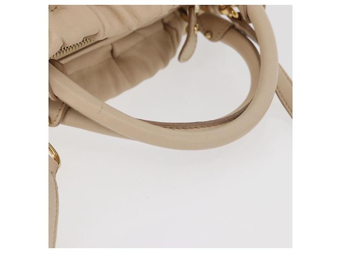 Borsa a mano Vala in pelle 2 in 1 avorio e oro Auth BA12126A di Salvatore Ferragamo - vista 7