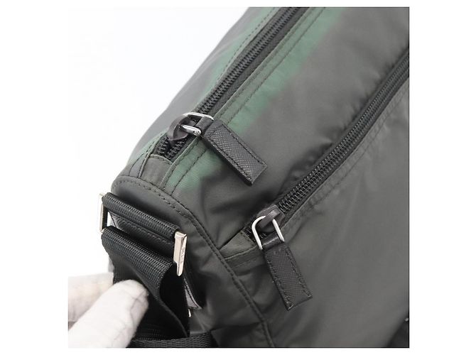Borsa a Spalla PRADA in Nylon Verde Argento Autentica mr2330 - vista 10