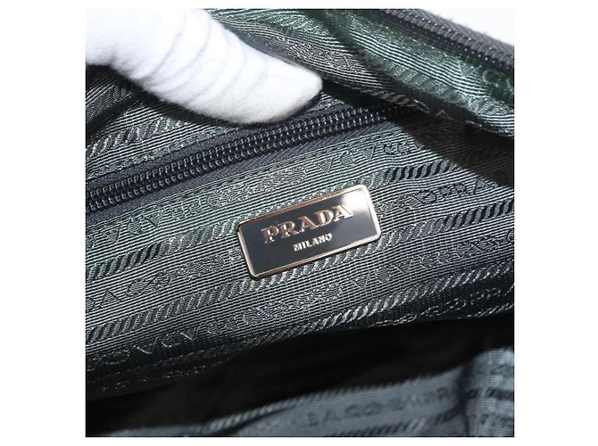 Borsa a Spalla PRADA in Nylon Verde Argento Autentica mr2330 - vista 18