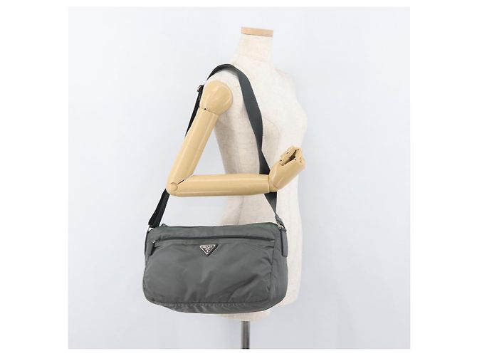Borsa a Spalla PRADA in Nylon Verde Argento Autentica mr2330 - vista 24