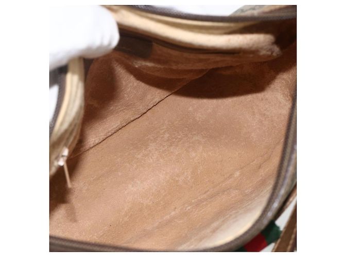 GUCCI GG Supreme Web Sherry Line Bag PVC Beige Gold 89 02 032 Auth 175961 Golden - view 10