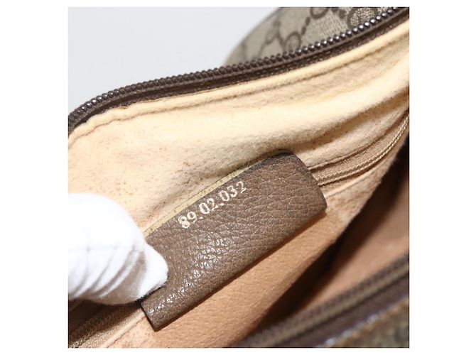 GUCCI GG Supreme Web Sherry Line Bag PVC Beige Gold 89 02 032 Auth 175961 Golden - view 12