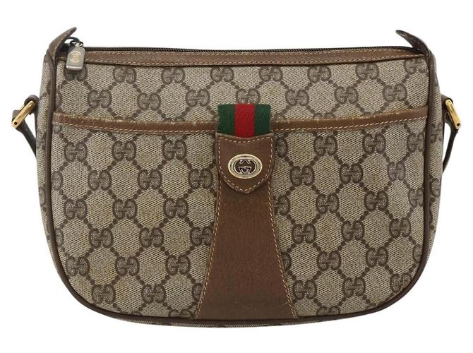 GUCCI GG Supreme Web Sherry Line Bag PVC Beige Gold 89 02 032 Auth 175961 Golden - view 13