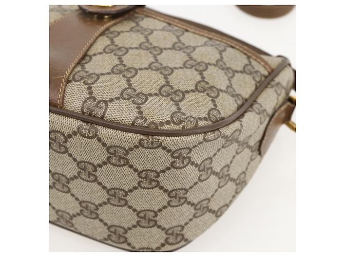 GUCCI GG Supreme Web Sherry Line Bag PVC Beige Gold 89 02 032 Auth 175961 Golden - view 14