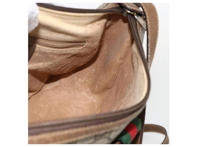 GUCCI GG Supreme Web Sherry Line Bag PVC Beige Gold 89 02 032 Auth 175961 Golden - view 19