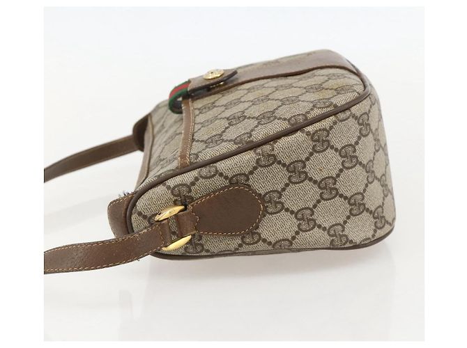 GUCCI GG Supreme Web Sherry Line Bag PVC Beige Gold 89 02 032 Auth 175961 Golden - view 3