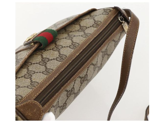 GUCCI GG Supreme Web Sherry Line Bag PVC Beige Gold 89 02 032 Auth 175961 Golden - view 6