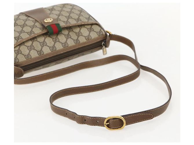 GUCCI GG Supreme Web Sherry Line Bag PVC Beige Gold 89 02 032 Auth 175961 Golden - view 7