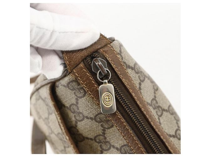 GUCCI GG Supreme Web Sherry Line Bag PVC Beige Gold 89 02 032 Auth 175961 Golden - view 9