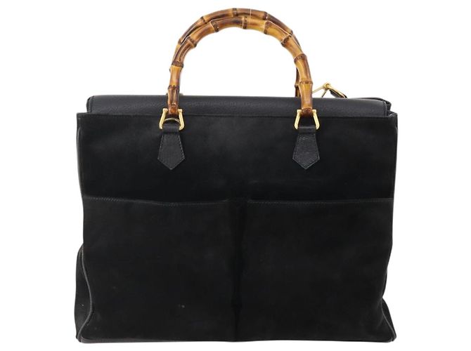 Borsa a mano in suede GUCCI Bamboo 2way Nero Oro 002 2855 0322 0 Auth bs34248 D'oro - vista 13