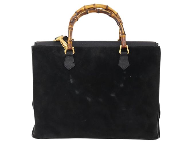 Borsa a mano in suede GUCCI Bamboo 2way Nero Oro 002 2855 0322 0 Auth bs34248 D'oro - vista 2