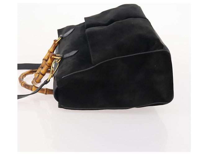 Borsa a mano in suede GUCCI Bamboo 2way Nero Oro 002 2855 0322 0 Auth bs34248 D'oro - vista 3