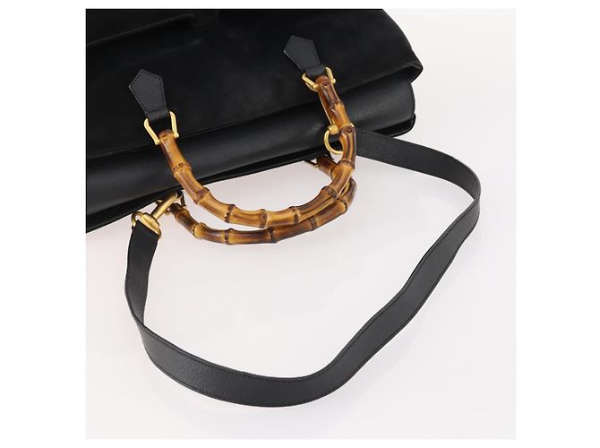 Borsa a mano in suede GUCCI Bamboo 2way Nero Oro 002 2855 0322 0 Auth bs34248 D'oro - vista 7