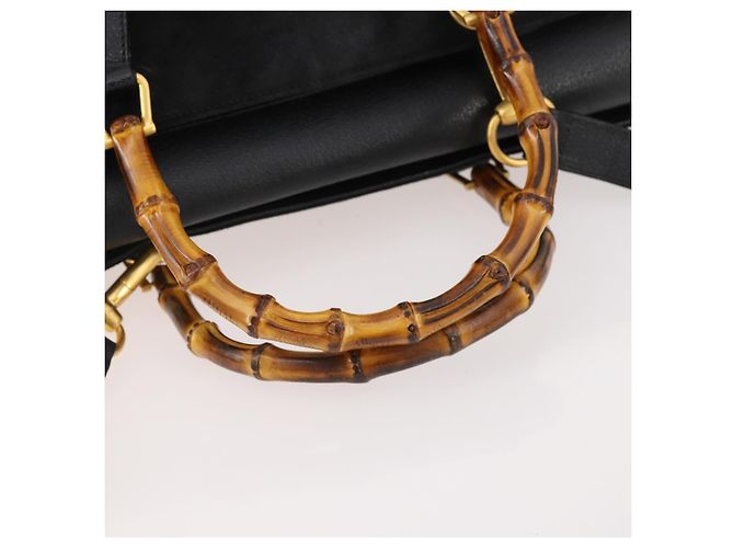 Borsa a mano in suede GUCCI Bamboo 2way Nero Oro 002 2855 0322 0 Auth bs34248 D'oro - vista 8