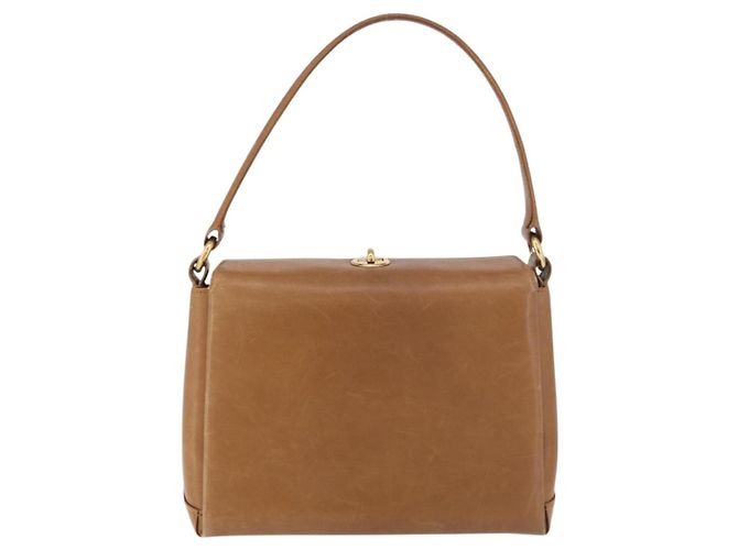 Borsa a mano GUCCI in pelle marrone dorato Auth ka3873 D'oro - vista 2