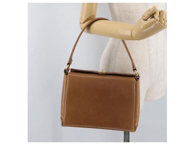 Borsa a mano GUCCI in pelle marrone dorato Auth ka3873 D'oro - vista 23