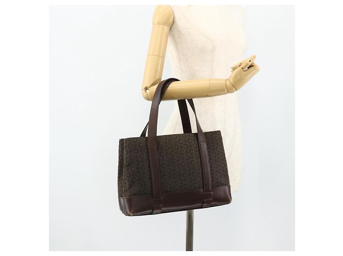 Céline Borsa a mano in tela Macadam C di CELINE marrone e oro Auth 175163 D'oro - vista 22