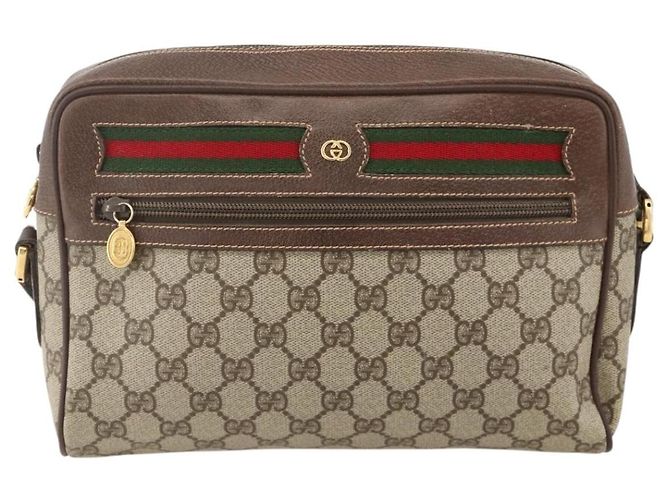 Borsa Sherry Line GG Supreme Web di GUCCI in PVC beige e oro 001 113 6472 Auth 175628 D'oro - vista 13