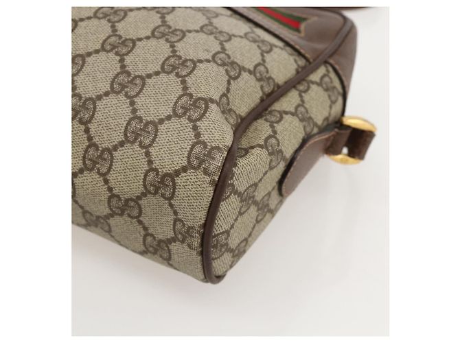 Borsa Sherry Line GG Supreme Web di GUCCI in PVC beige e oro 001 113 6472 Auth 175628 D'oro - vista 14