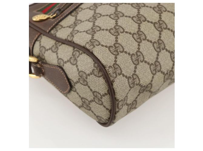 Borsa Sherry Line GG Supreme Web di GUCCI in PVC beige e oro 001 113 6472 Auth 175628 D'oro - vista 15