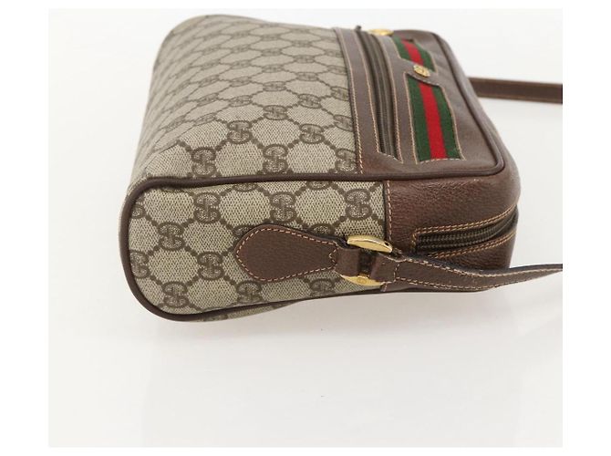 Borsa Sherry Line GG Supreme Web di GUCCI in PVC beige e oro 001 113 6472 Auth 175628 D'oro - vista 4