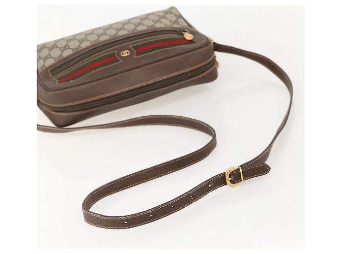 Borsa Sherry Line GG Supreme Web di GUCCI in PVC beige e oro 001 113 6472 Auth 175628 D'oro - vista 7