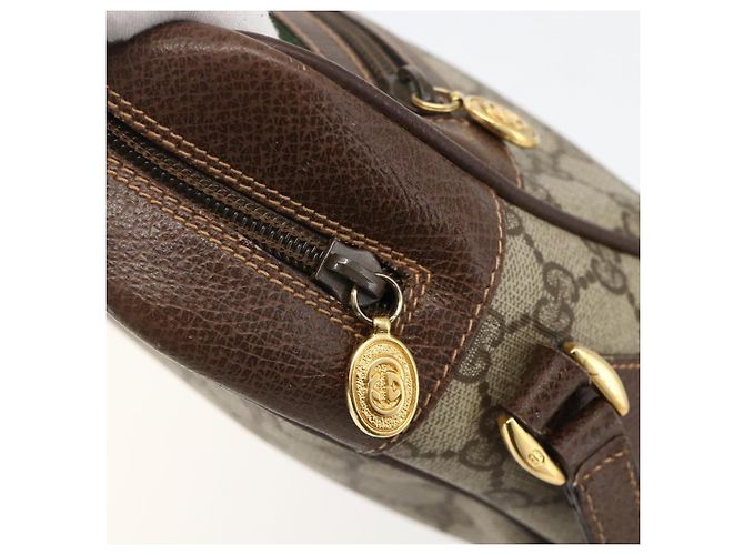 Borsa Sherry Line GG Supreme Web di GUCCI in PVC beige e oro 001 113 6472 Auth 175628 D'oro - vista 9