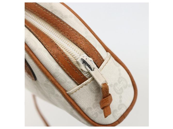 Borsa a Spalla GUCCI GG Plus Supreme PVC Bianco Oro Auth 175962 - vista 10