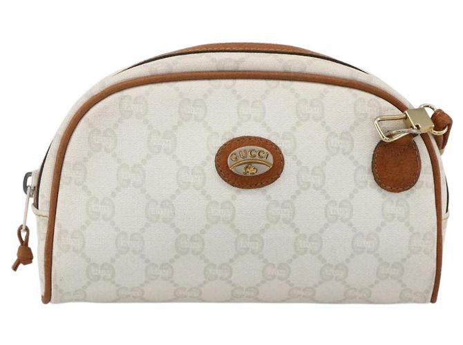 Borsa a Spalla GUCCI GG Plus Supreme PVC Bianco Oro Auth 175962 - vista 13