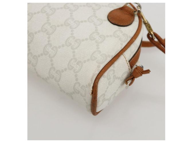 Borsa a Spalla GUCCI GG Plus Supreme PVC Bianco Oro Auth 175962 - vista 15