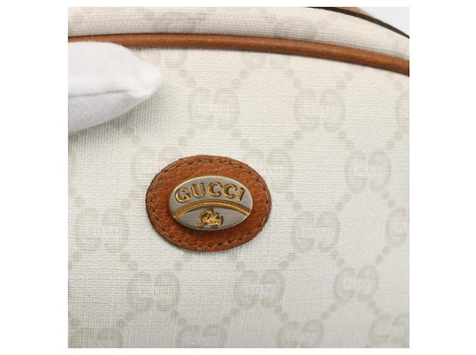 Borsa a Spalla GUCCI GG Plus Supreme PVC Bianco Oro Auth 175962 - vista 17